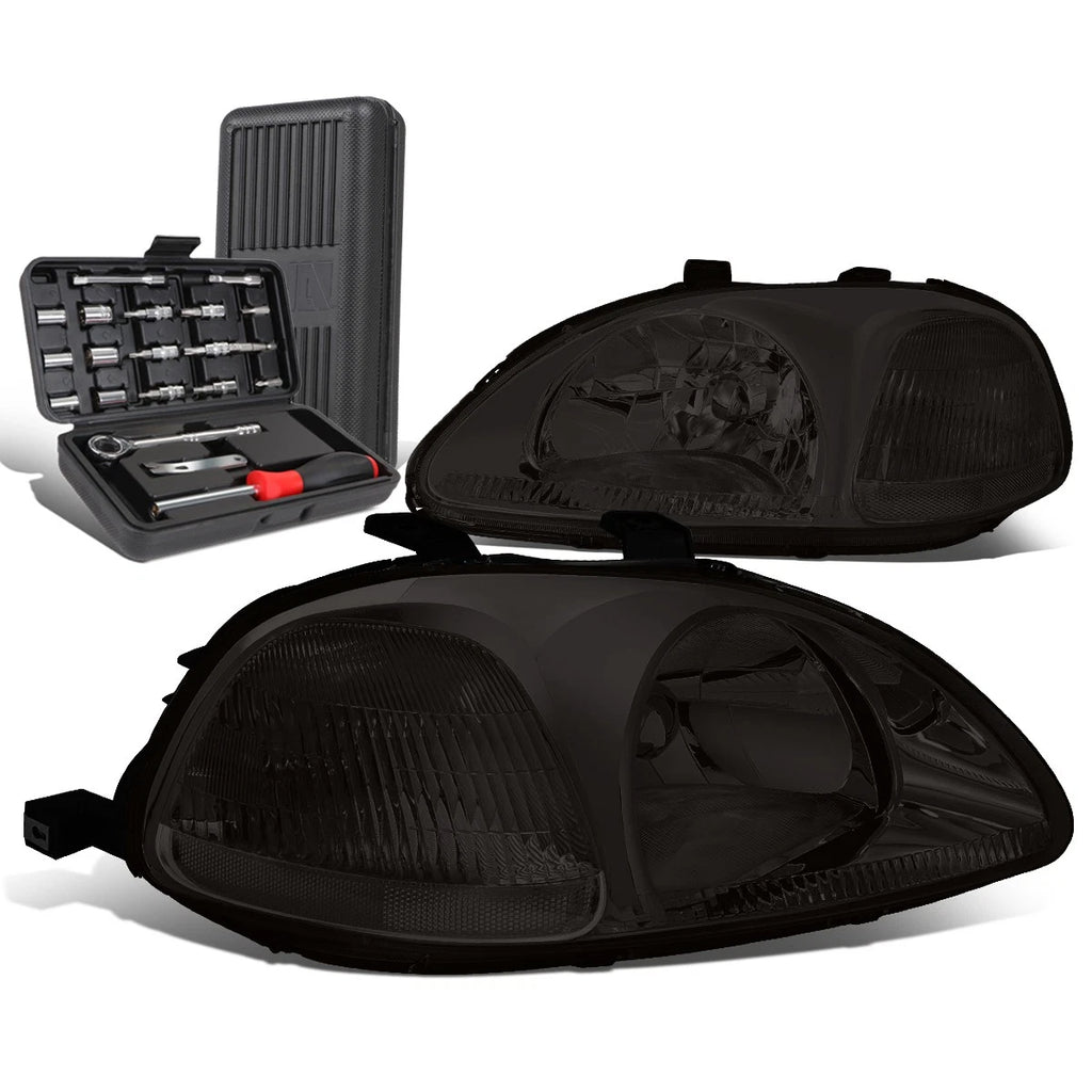Pair of Smoked/Clear Signal Headlights for Honda Civic (1996–1998)