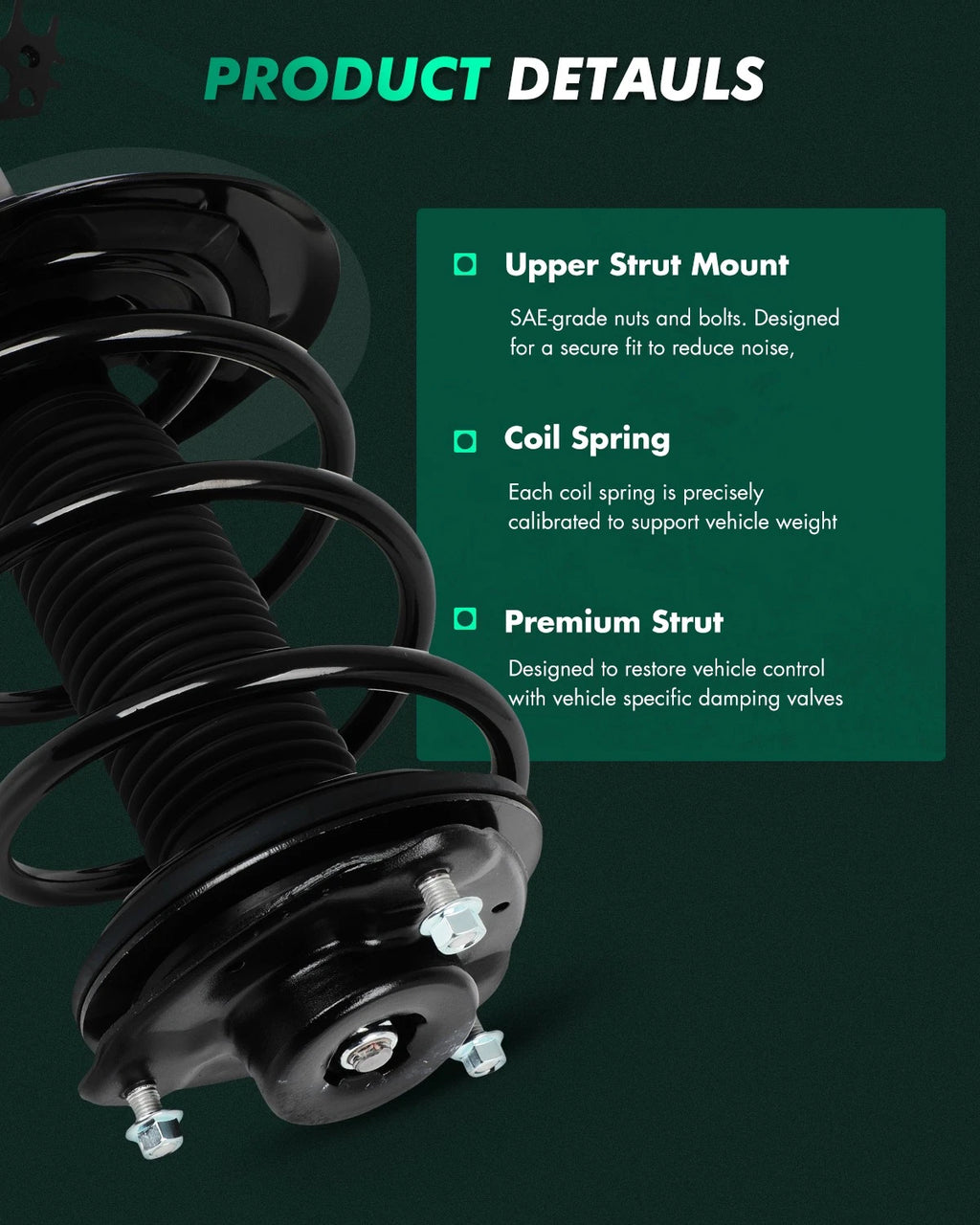 Front Complete Struts Shocks w/ Spring Assemblies for Toyota Camry (2018–2023)