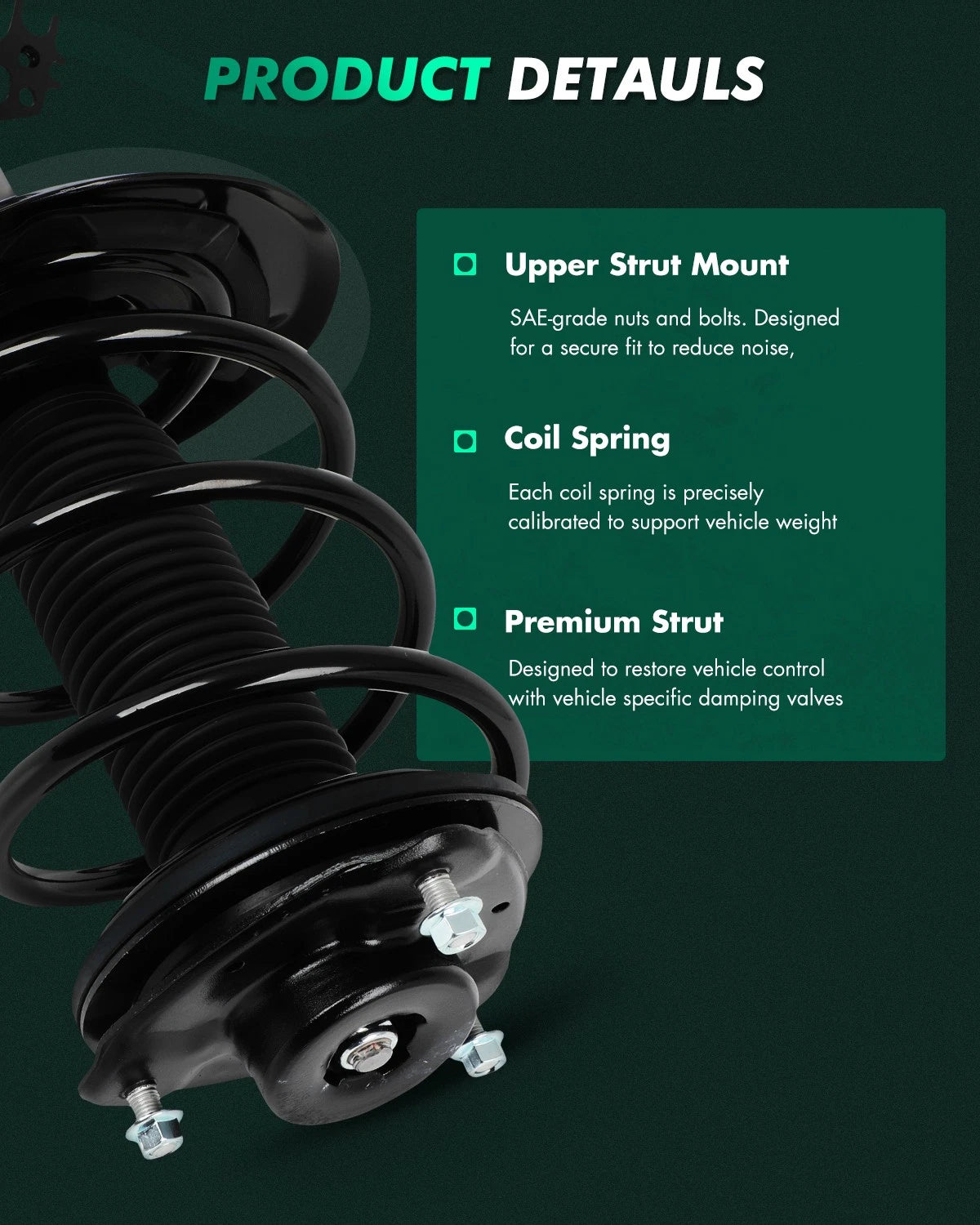 Front Complete Struts Shocks w/ Spring Assemblies for Toyota Camry (2018–2023)