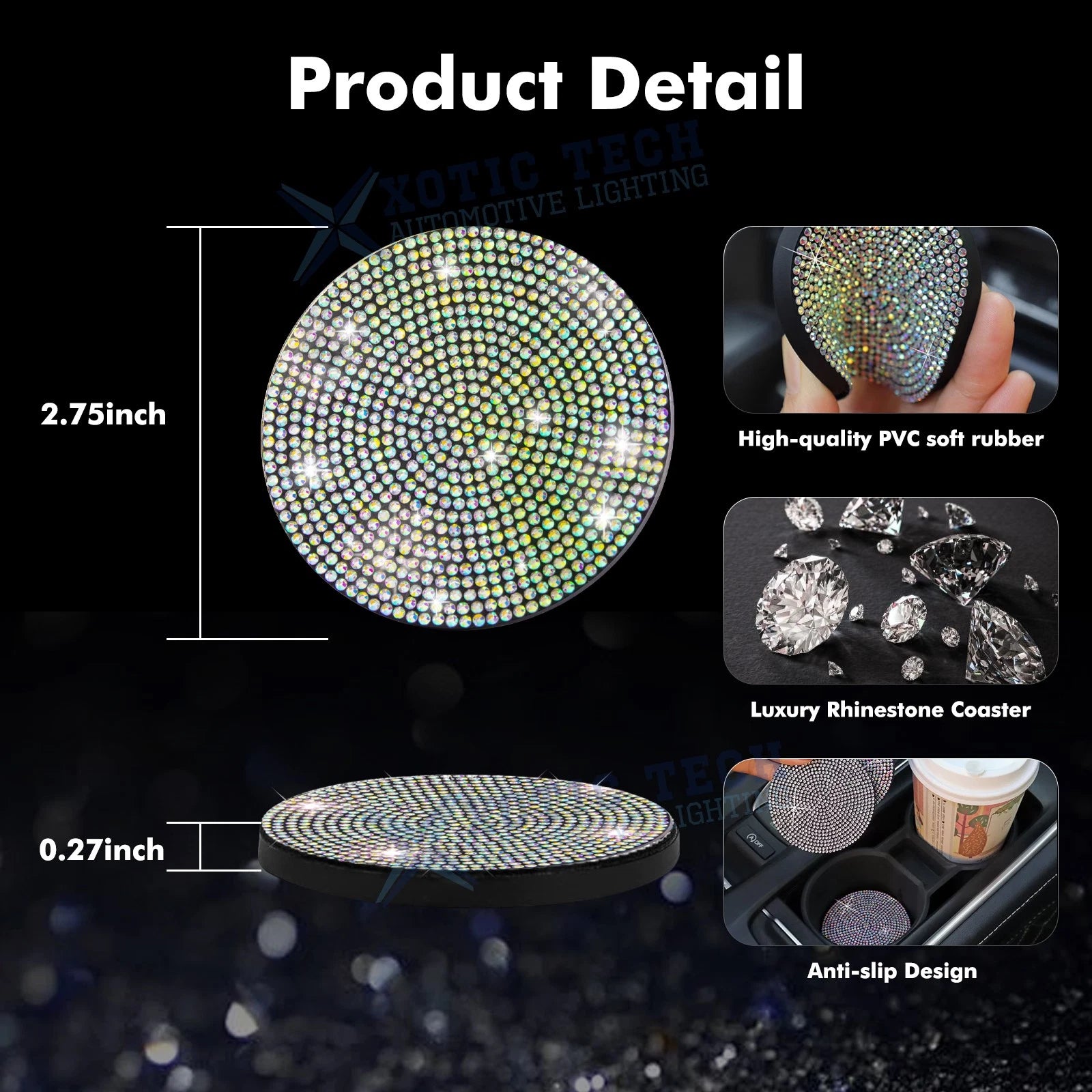 Color Crystal Engine Button Ring Cover for Headrest Hook Cup Coasters (2025-2026)