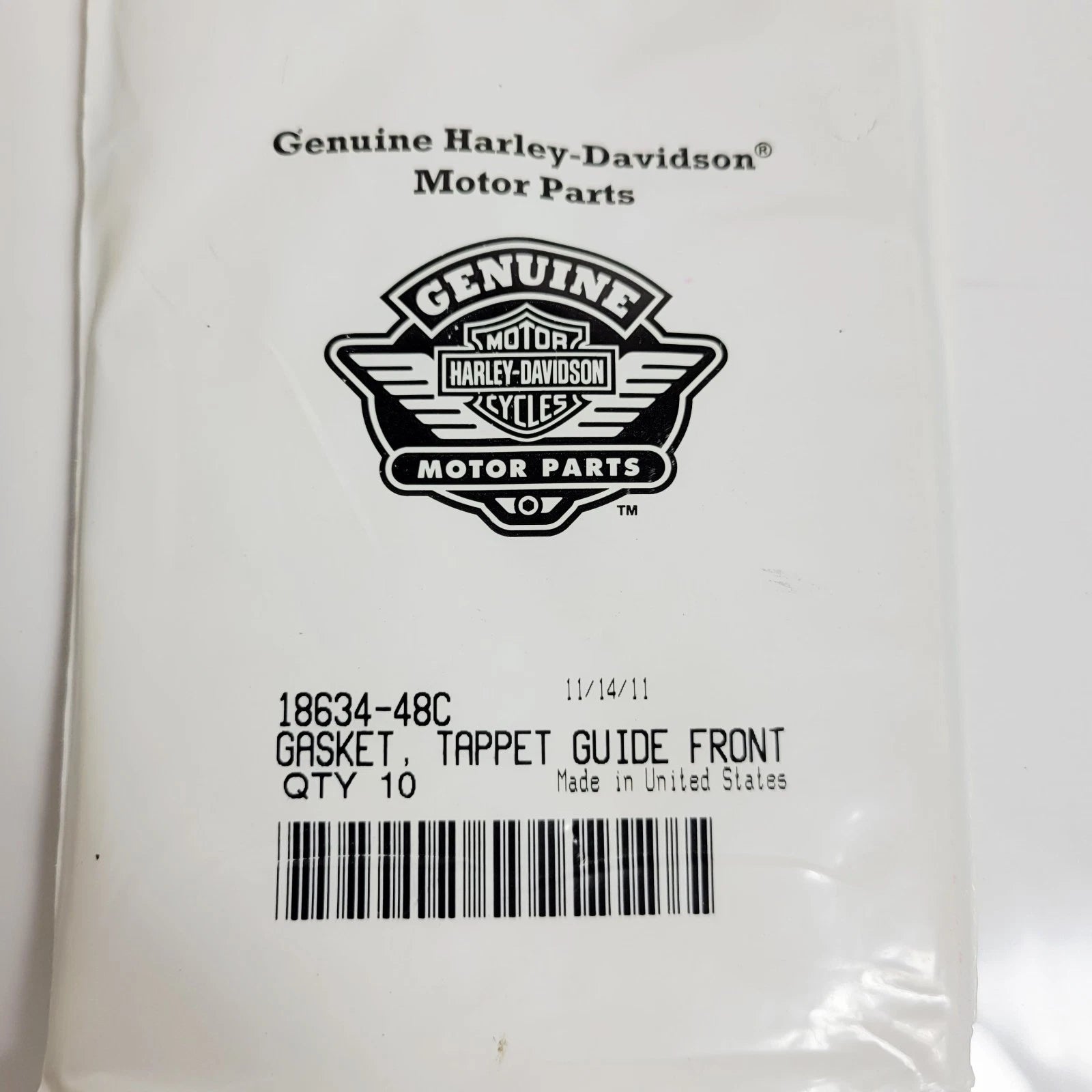 Set of 10 Tappet Guide Front Gaskets for Harley-Davidson (OEM 18634-48C)