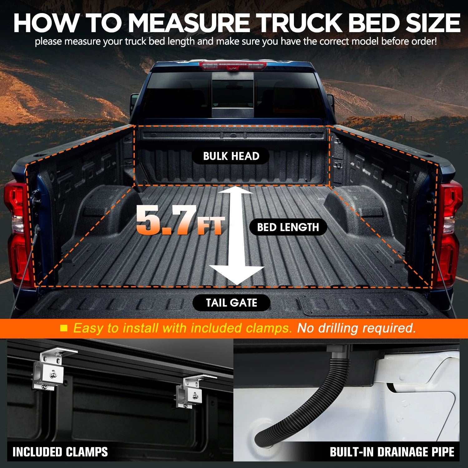Retractable Tonneau Cover for Dodge Ram 1500 (2009–2026) w/ Mounting Rails