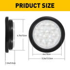 2X 4 Inch Round LED Reverse Backup Tail Lights for Trailer Truck (12V)