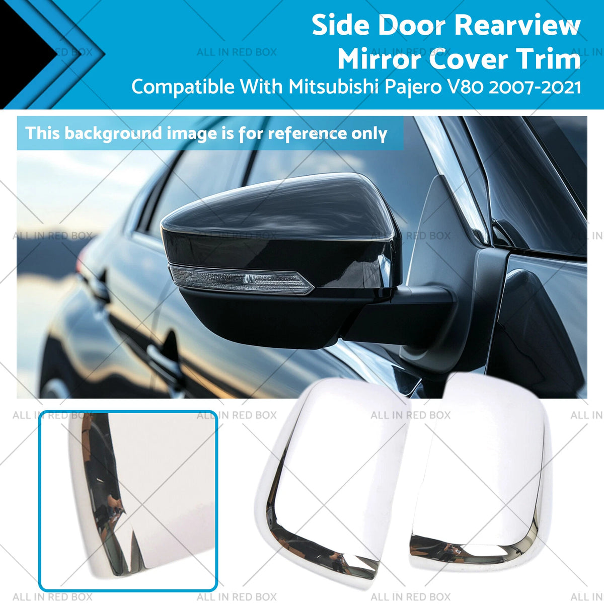 Set of 2 Chrome Side Door Rearview Mirror Cover Trim for Pajero V80 (2007–2021)