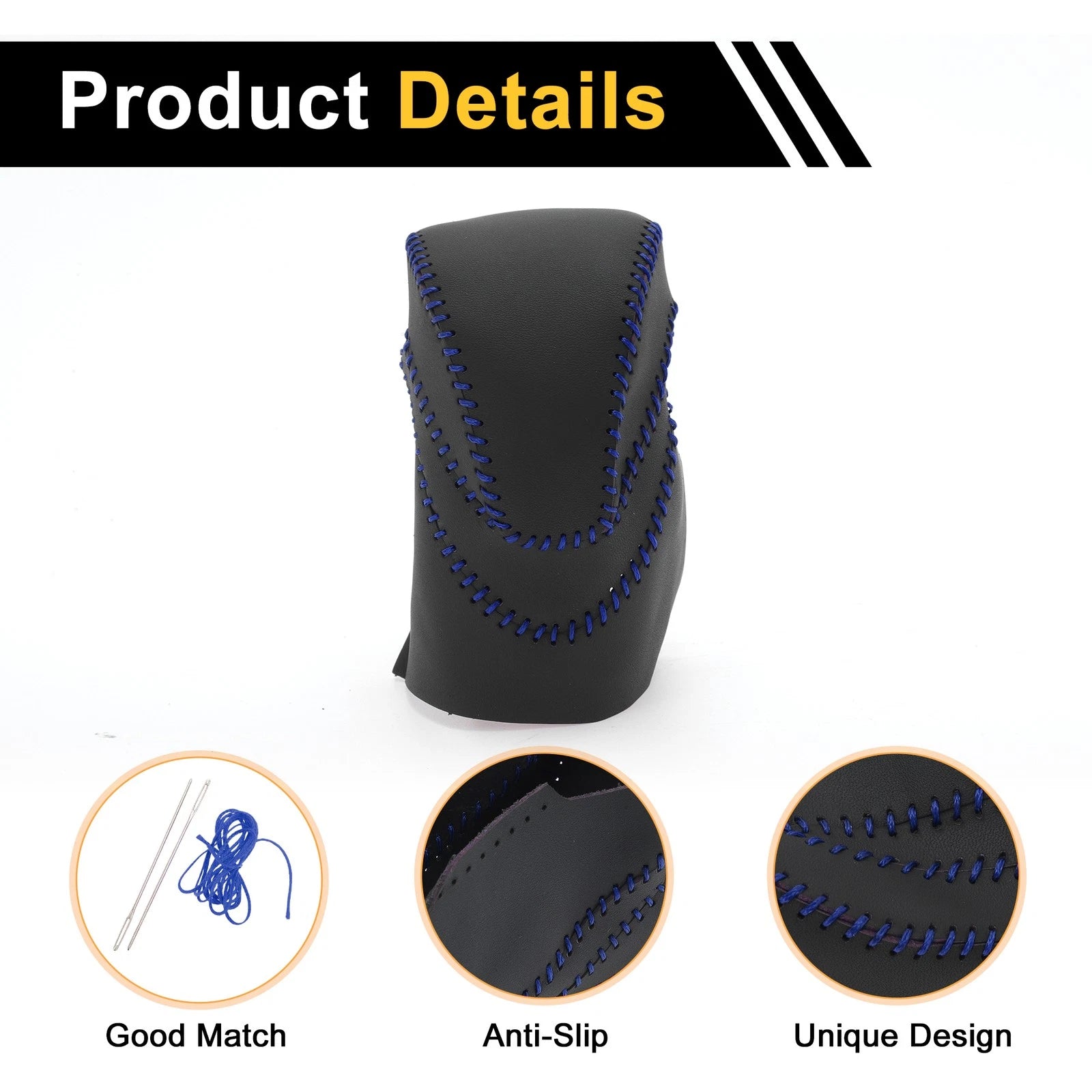1 Pc Gear Shift Knob Cover for Honda Accord (2013–2017) Black Blue Faux Leather
