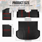 Set of 2 3D Floor Mats + Cargo Liner for Hyundai Santa Fe (2021–2023)