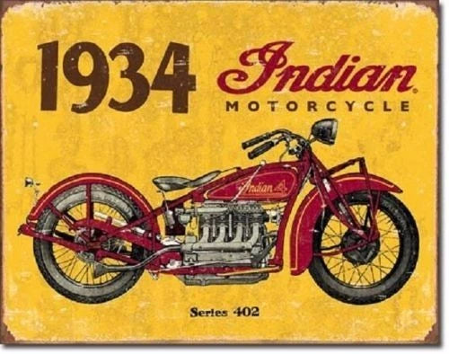Vintage Replica Tin Metal Sign for Indian Motorcycle (1929–1934)