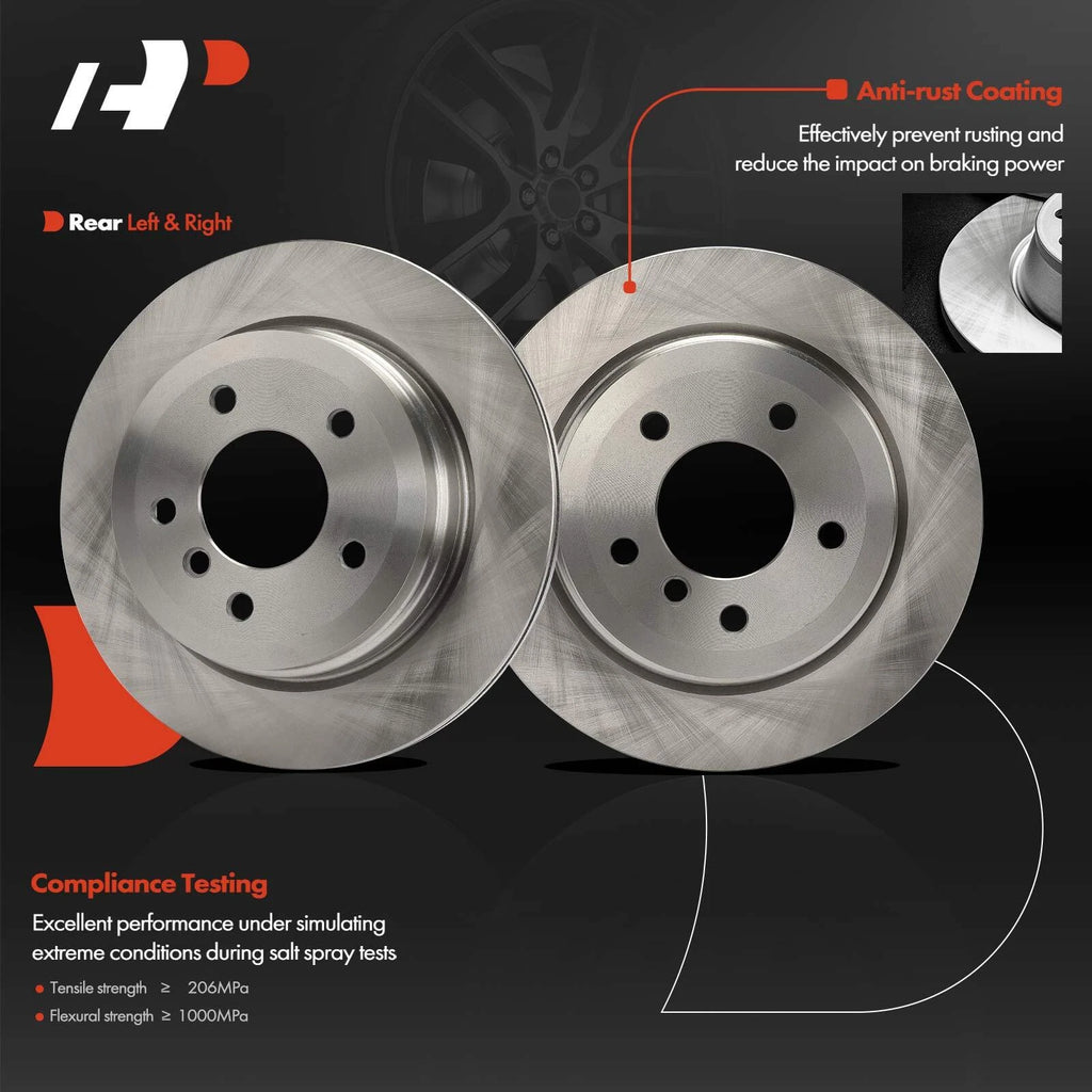 2x Rear Disc Brake Rotors for BMW 328i 325xi E90 (2007–2011)