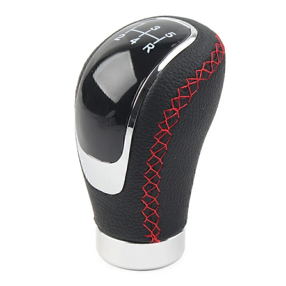 Black 5 Speed Leather Manual Gear Shift Lever Head for Car