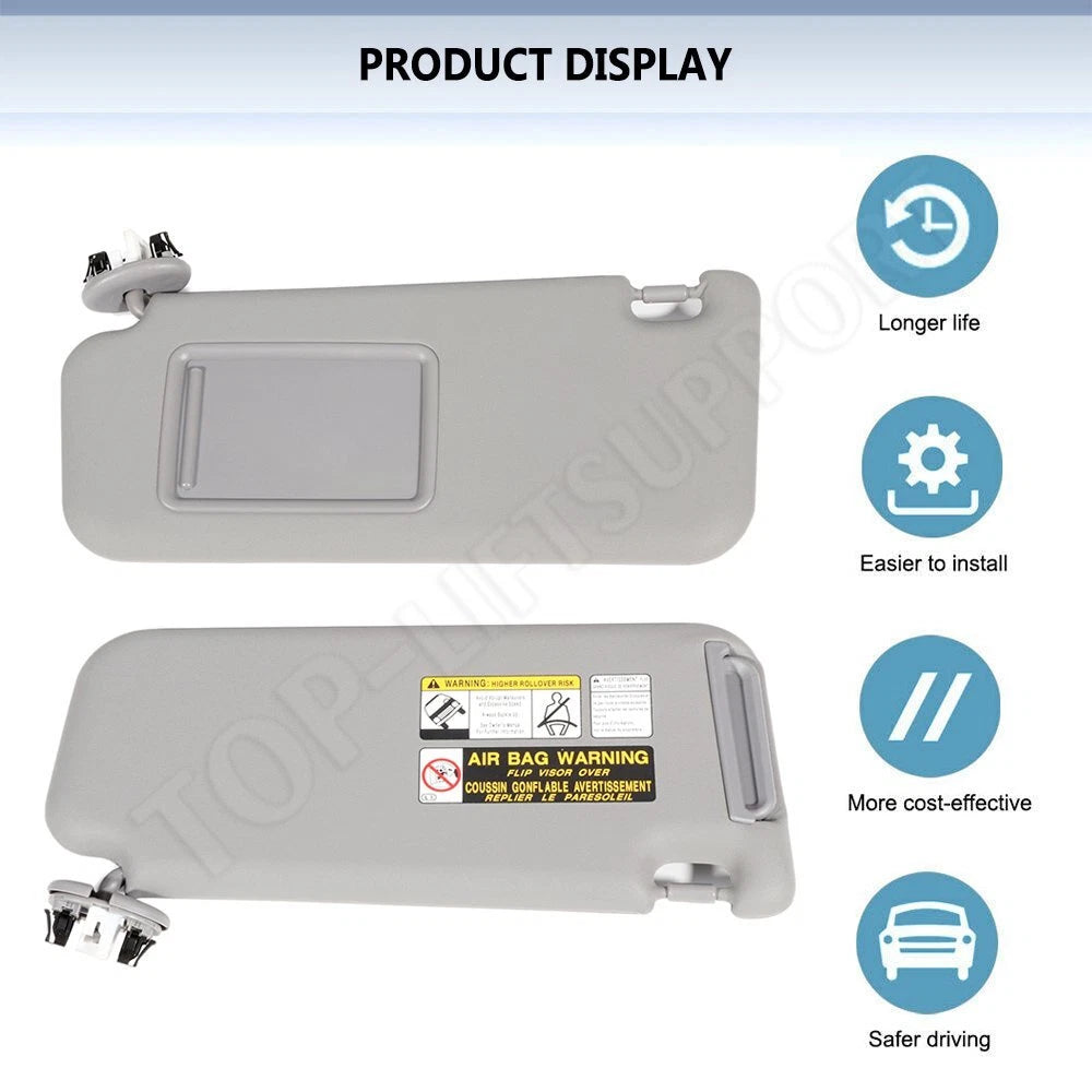 Left Driver Side Sun Visor for Toyota RAV4 (2006–2009) Gray Color
