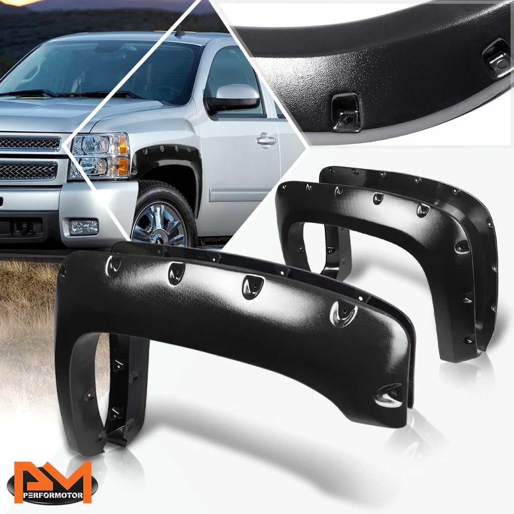 Pocketed-Rivet Fender Flares for Chevy Silverado (2007–2014) 97.6"/78.7"/78" Bed