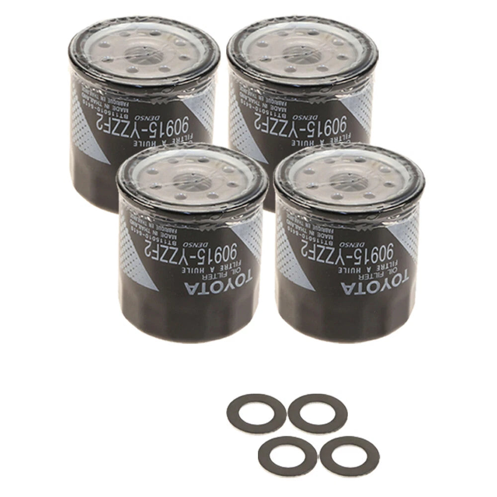 Set of 4 Engine Oil Filters & 4 Drain Plug Gaskets for Toyota Scion Lexus