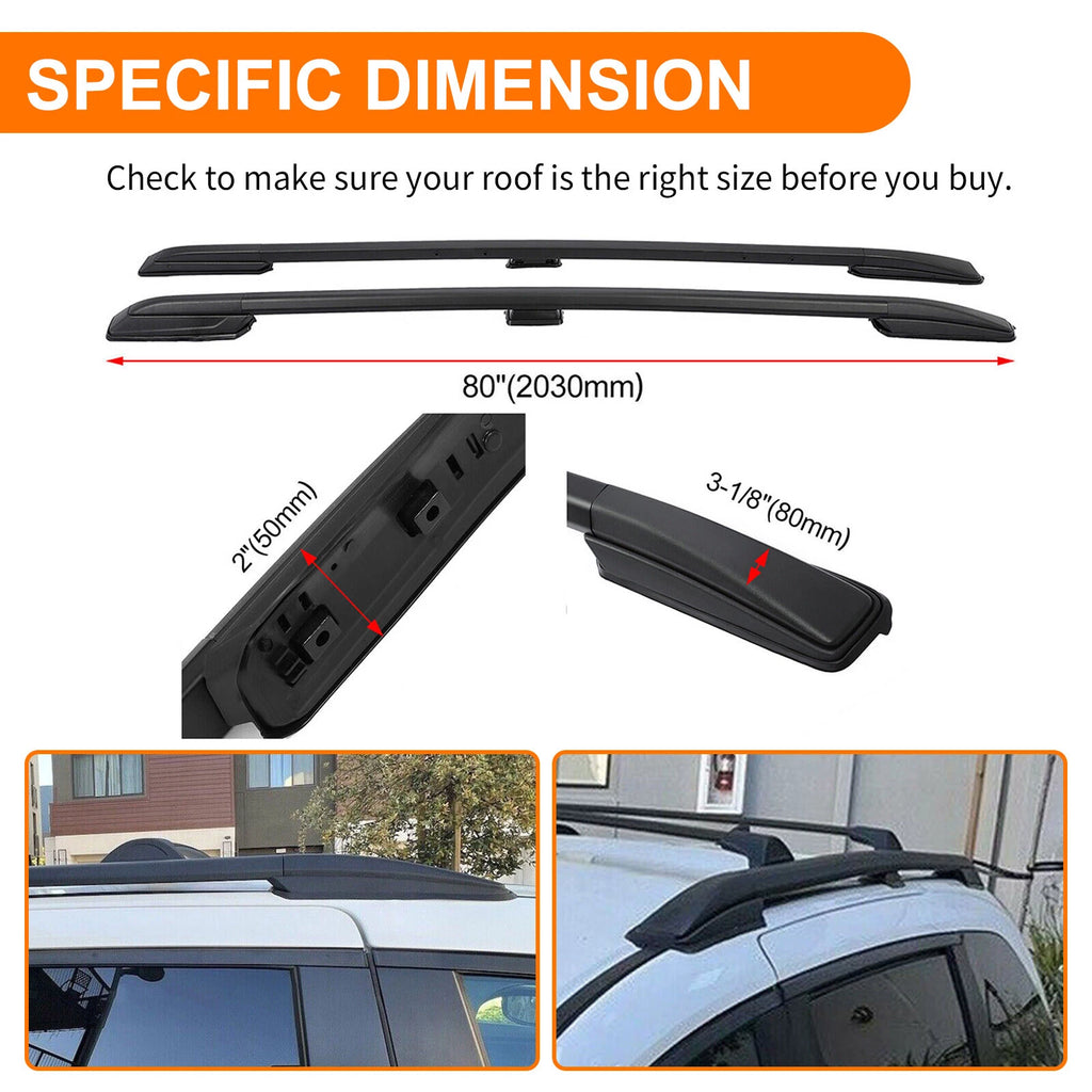 Set of 2 Black Aluminum Powder Coated Roof Rack Side Rails for Honda Odyssey (2018–2025)