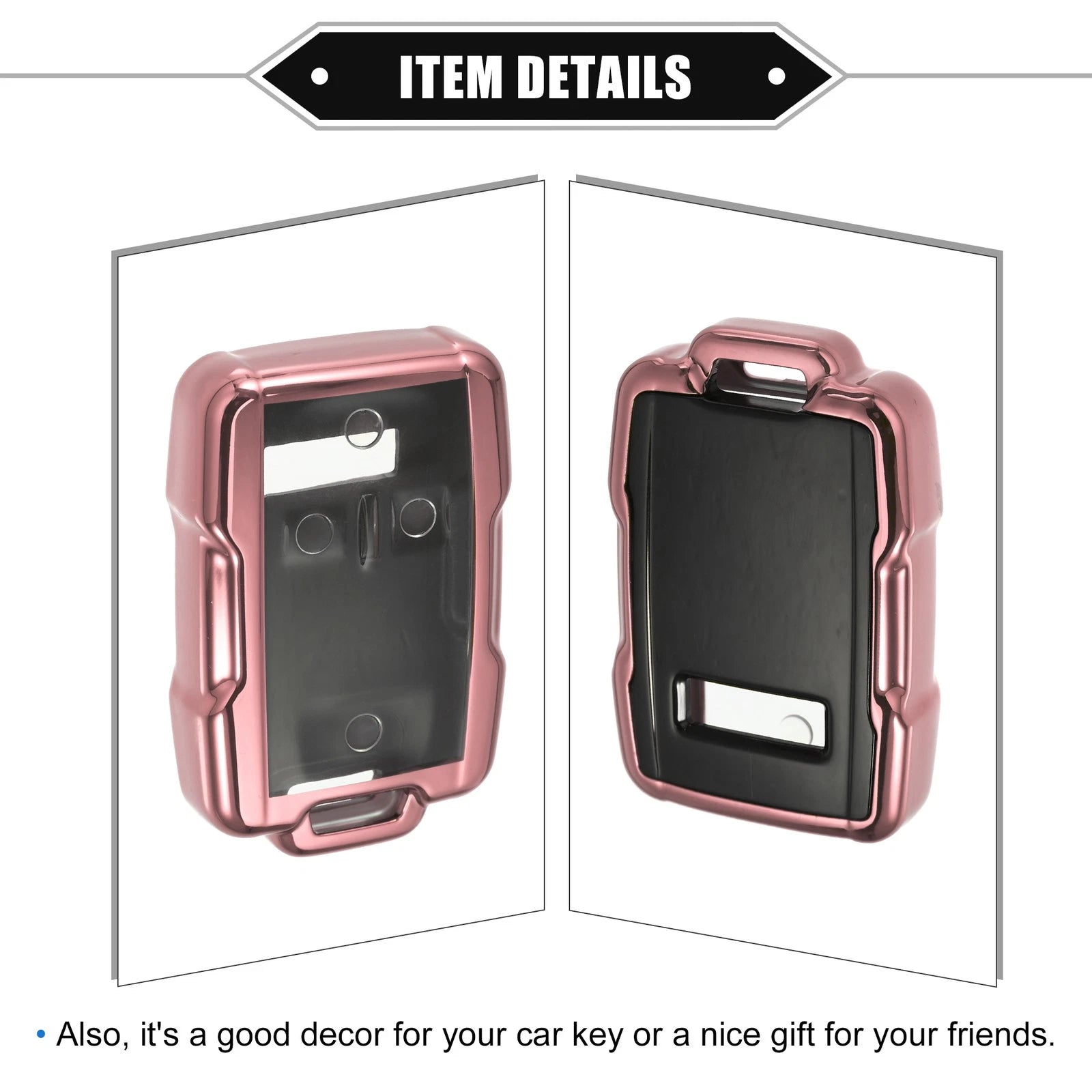 Key Fob Cover for Chevy Suburban (2015–2021) - TPU Clear Pink, 4 Buttons
