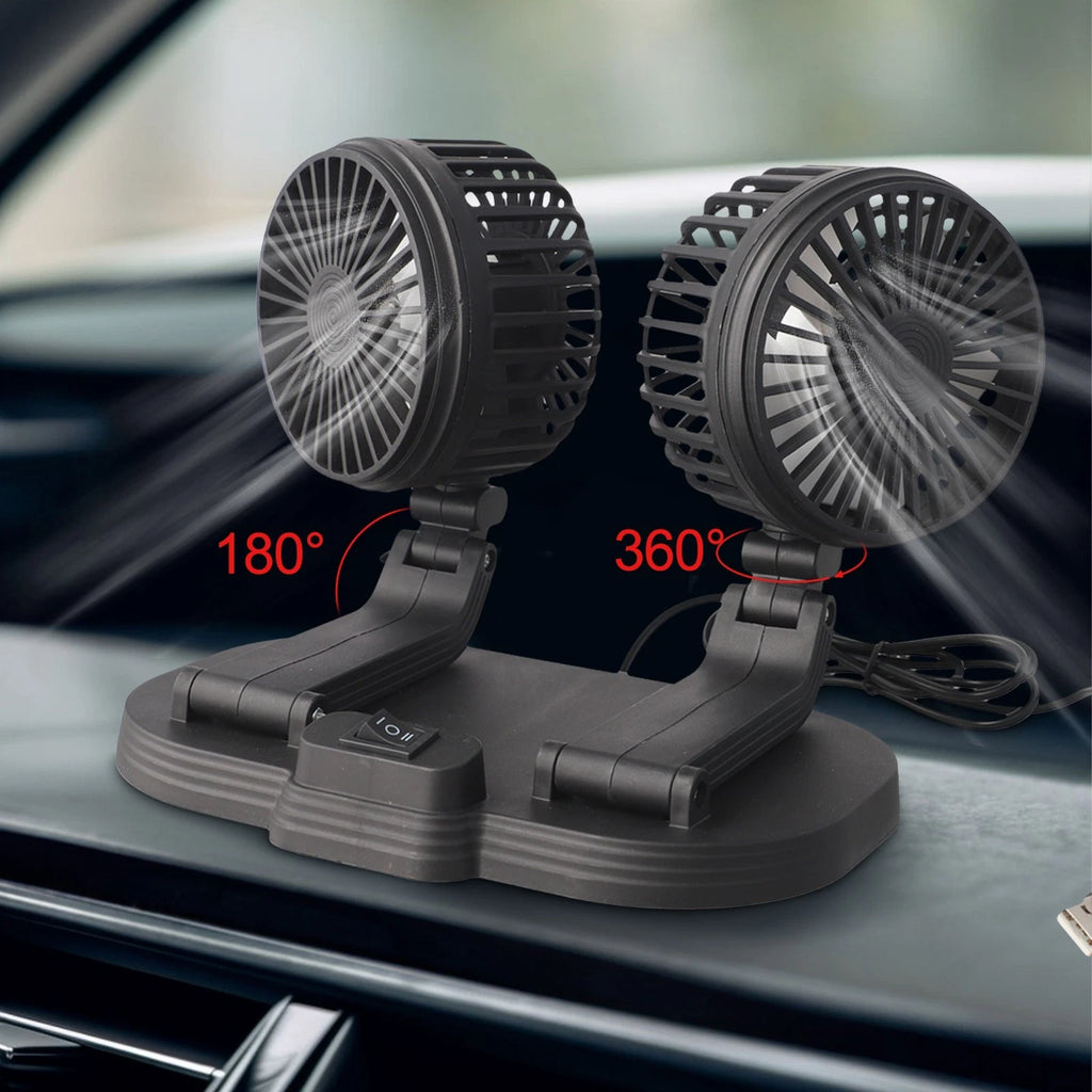 Dual Head Car Fan for Quick Cooling in Vehicles (Universal Fit)