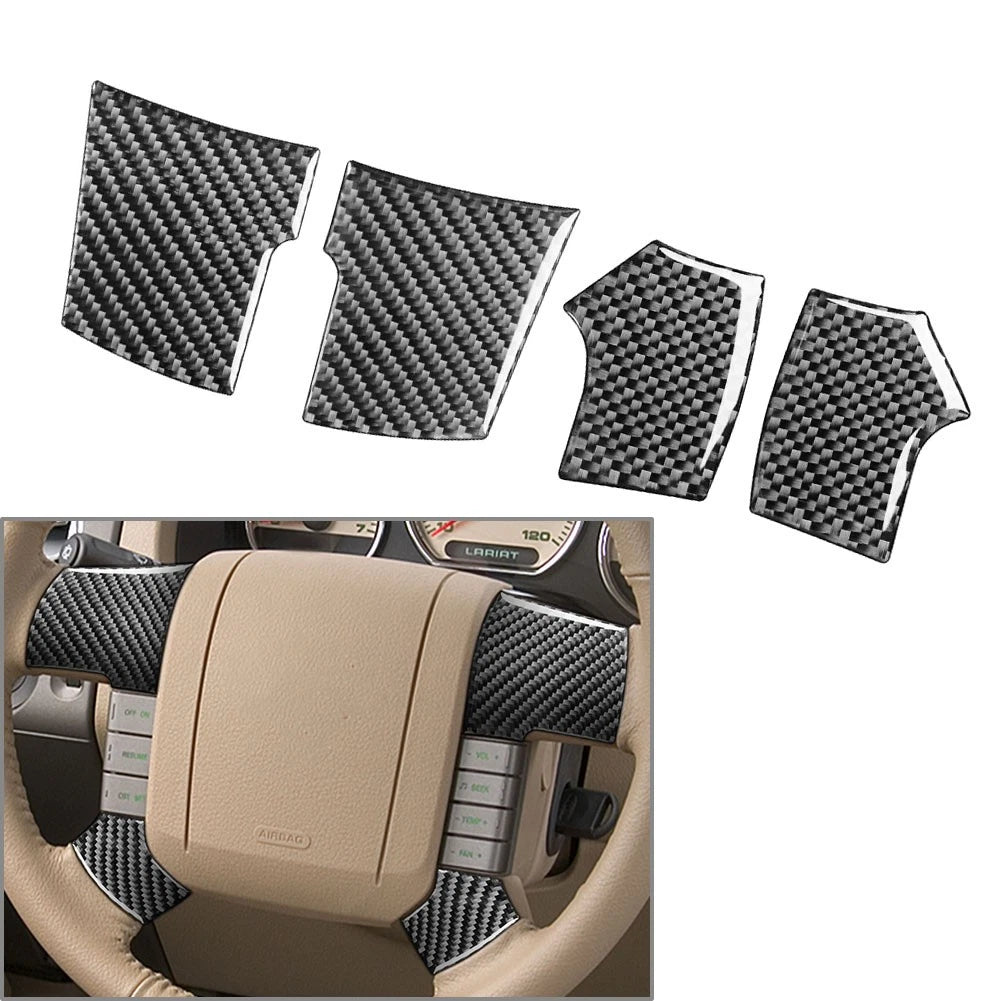 Carbon Fiber Steering Wheel Cover Trim for Ford F-150 (2004–2008)