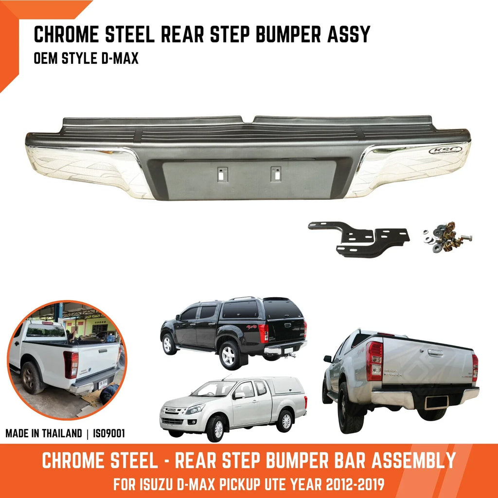 Rear Steel Chrome Bumper Bar for Isuzu D-Max Pickup Ute (2012-2019)
