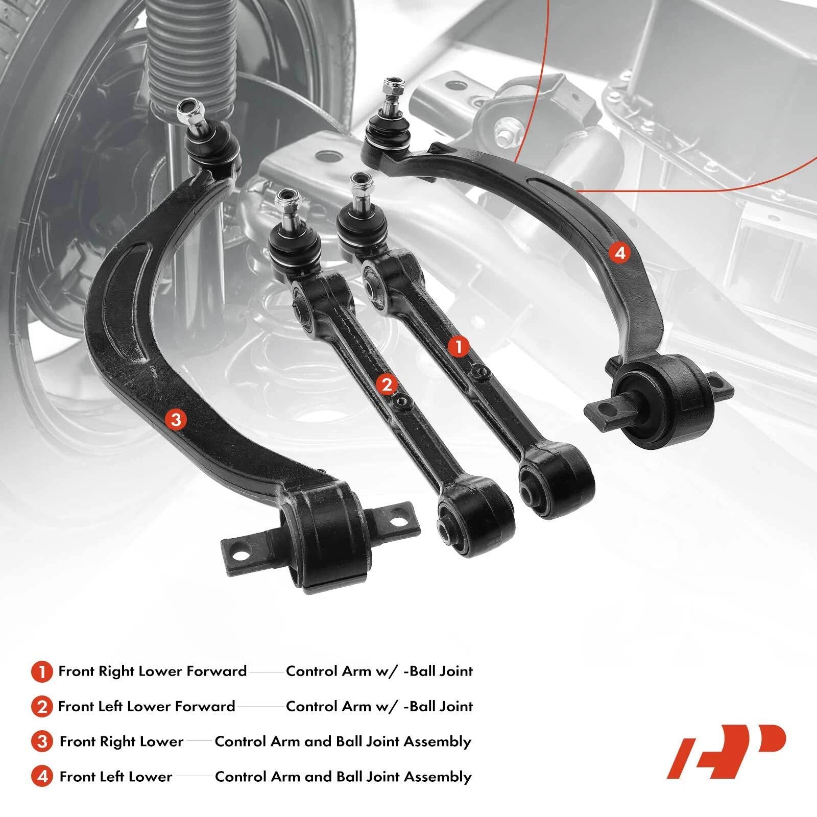 Set of 4 Control Arm and Ball Joint Assembly for Dodge Avenger (2008–2014)