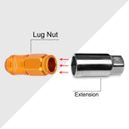 Set of 20 M12X1.5 Orange JDM Open End Cone Wheel Lug Nuts + Spline Lock Key