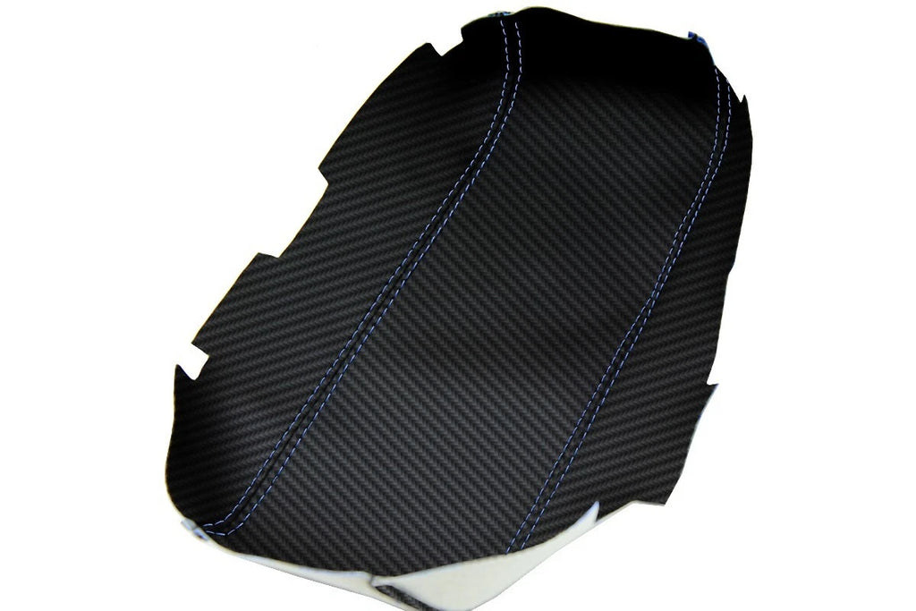 Console Armrest Cover for Honda Accord (1994–1997) Carbon Fiber Black Blue Stitch