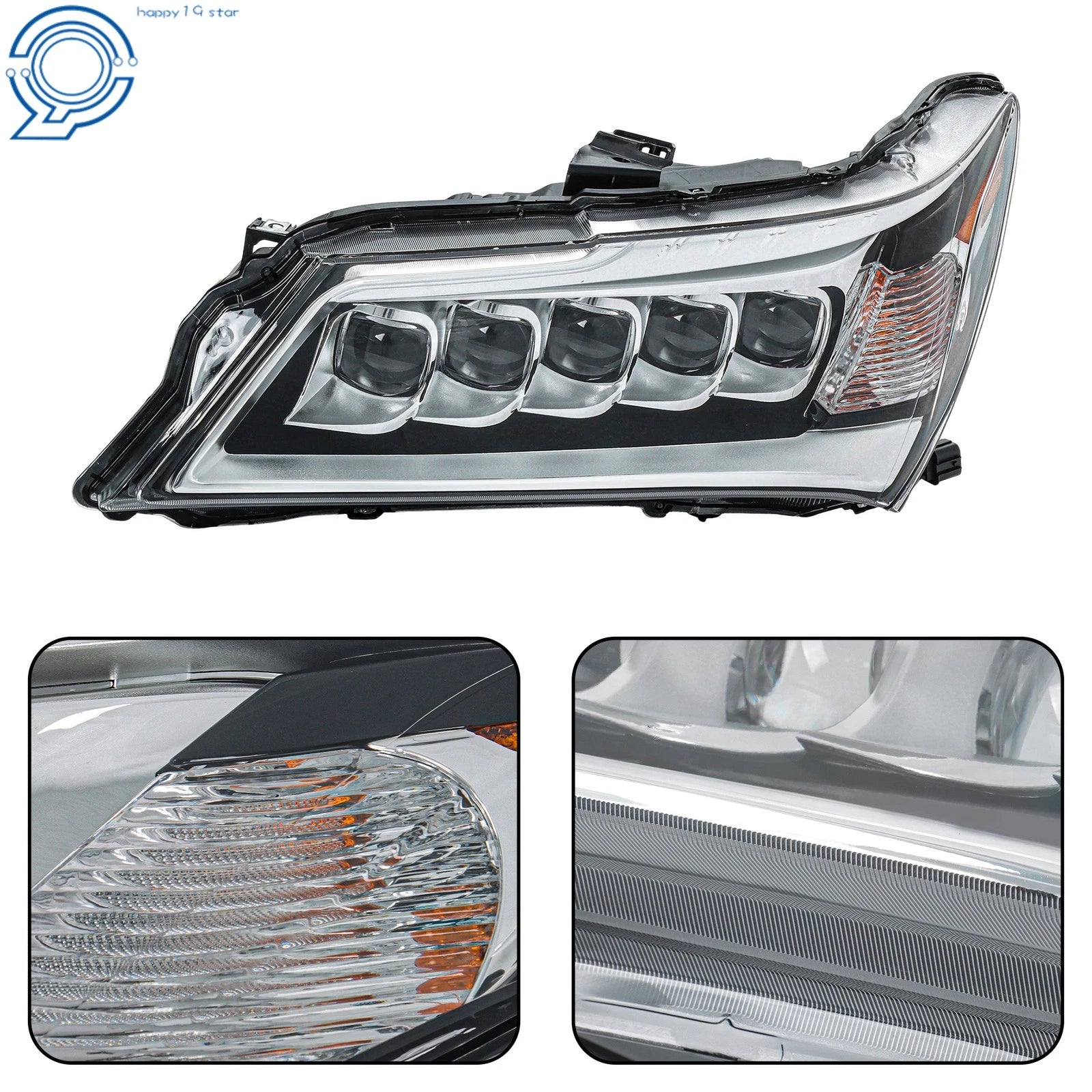 Left Headlight for Acura MDX (2014-2016) LED Chrome