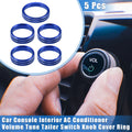Set of 5 AC Volume Tune Tailer Switch Knob Cover Ring for Ford F150 (2016–2019) Blue