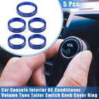 Set of 5 AC Volume Tune Tailer Switch Knob Cover Ring for Ford F150 (2016–2019) Blue
