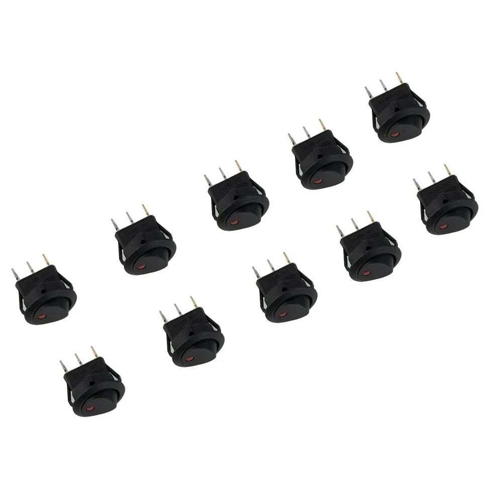 Rocker switch 10 x SPST 2-pin Red LED for Marine Boat Car RV Motorcycle