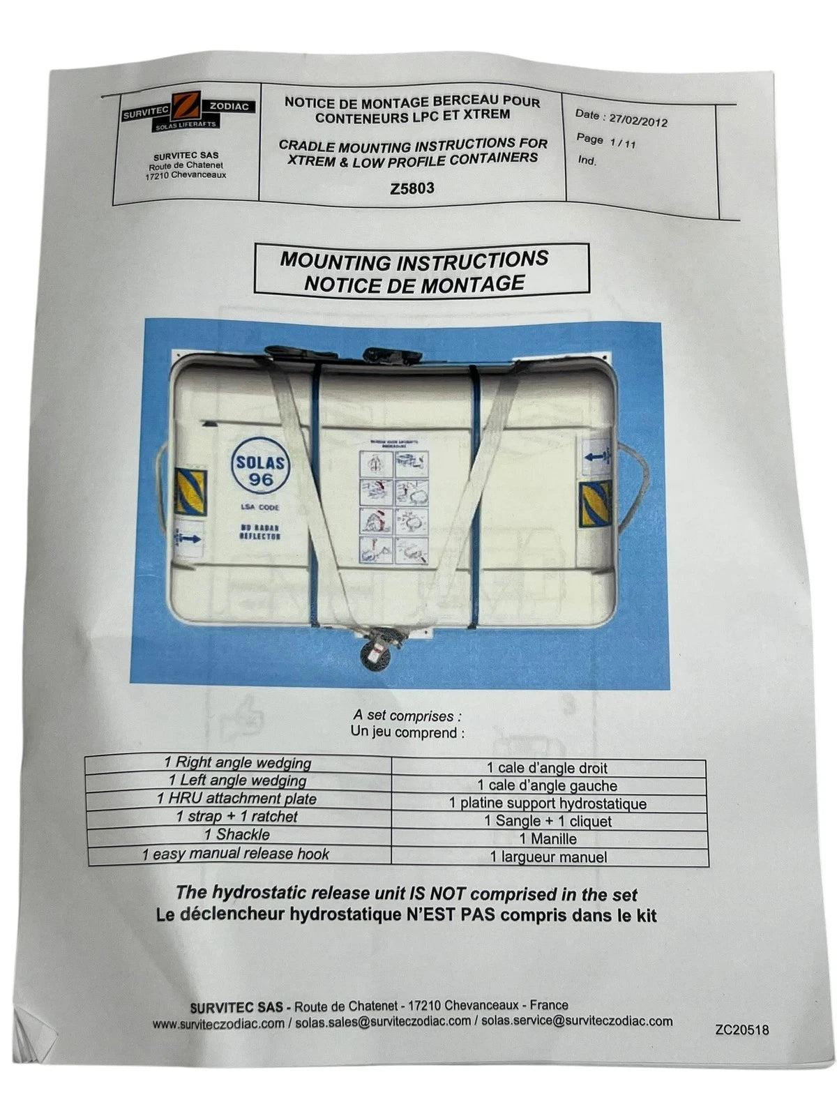 Cradle Mounting for Zodiac Xtrem/Low Profile Containers (OEM)