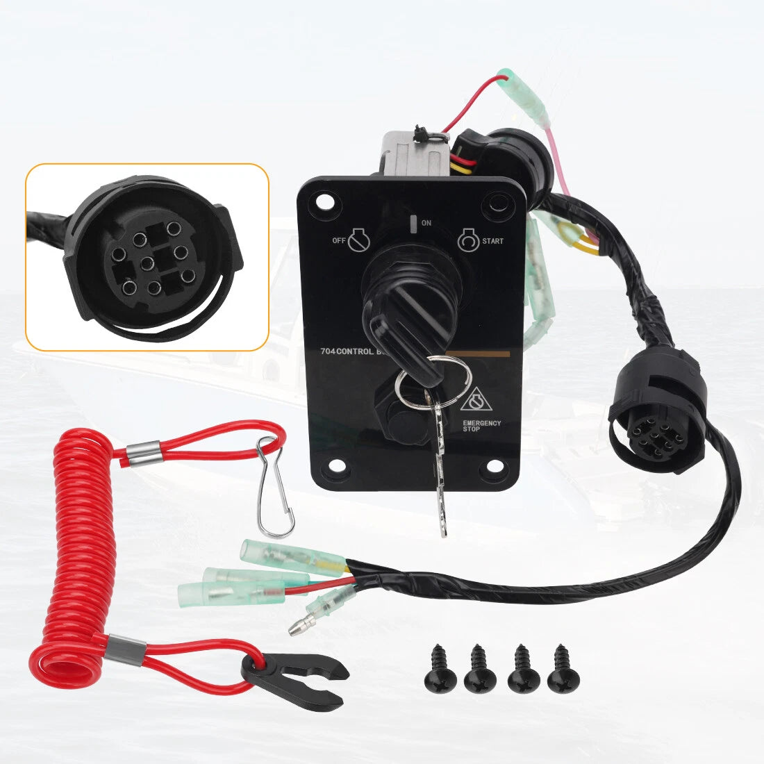 Set of 2 Key Switch Panel Assy for Yamaha Single Engine (704-82570-12-00, 704-82570-08-00)