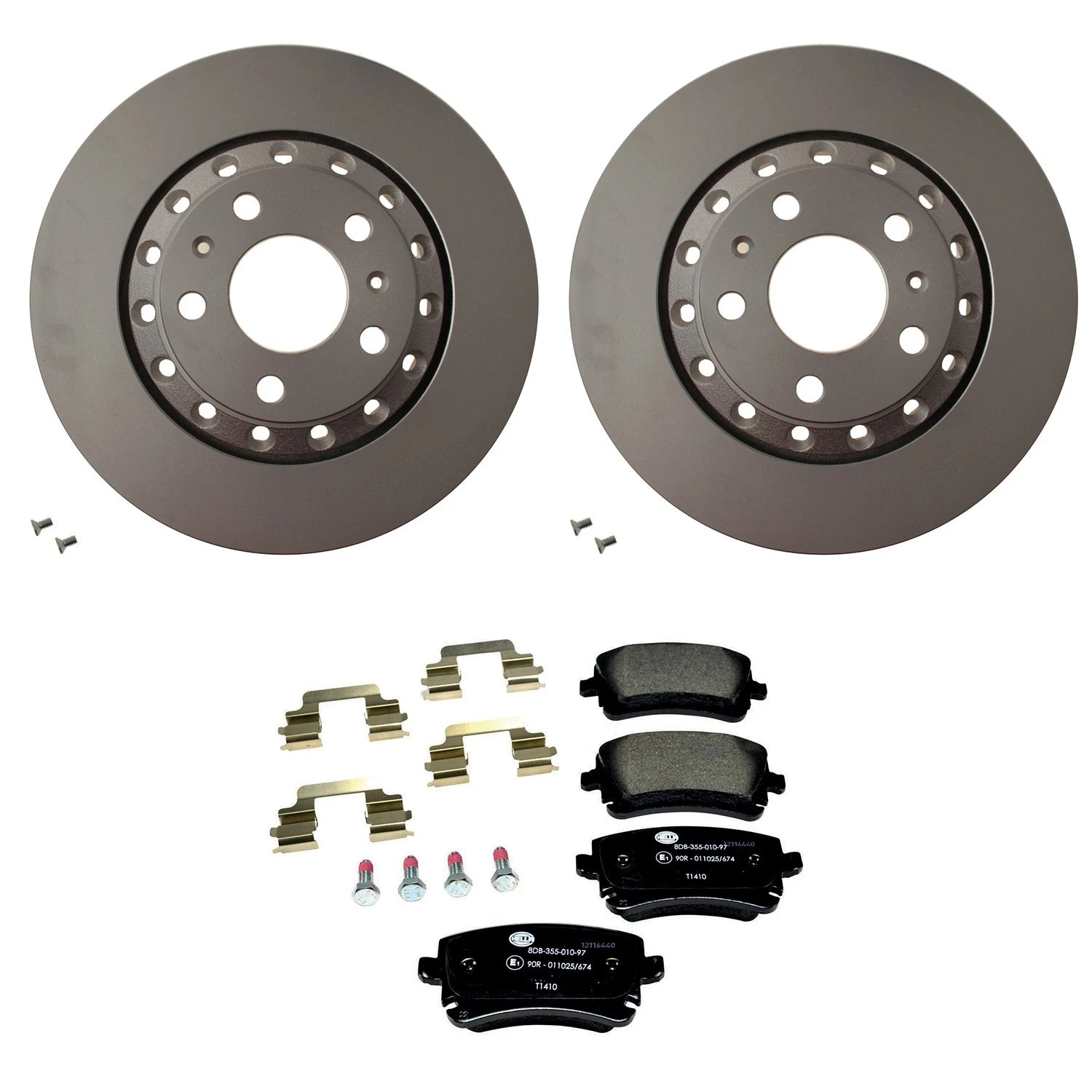 Hella Rear Rotors Low-Met Disc Brake Pad Kit for Audi A8 Quattro (2004–2010)