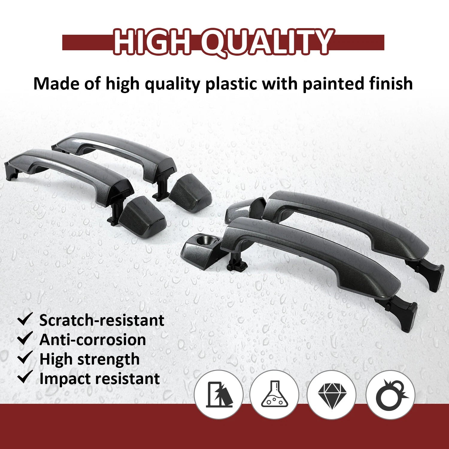 Set of Gray Painted Door Handles for Toyota Tundra Sequoia (2011–2019)