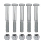 Set of 5 Grade 2 Shear Bolts 1/2" x 3-1/2" with Nylock Nuts for Rotary Cutters