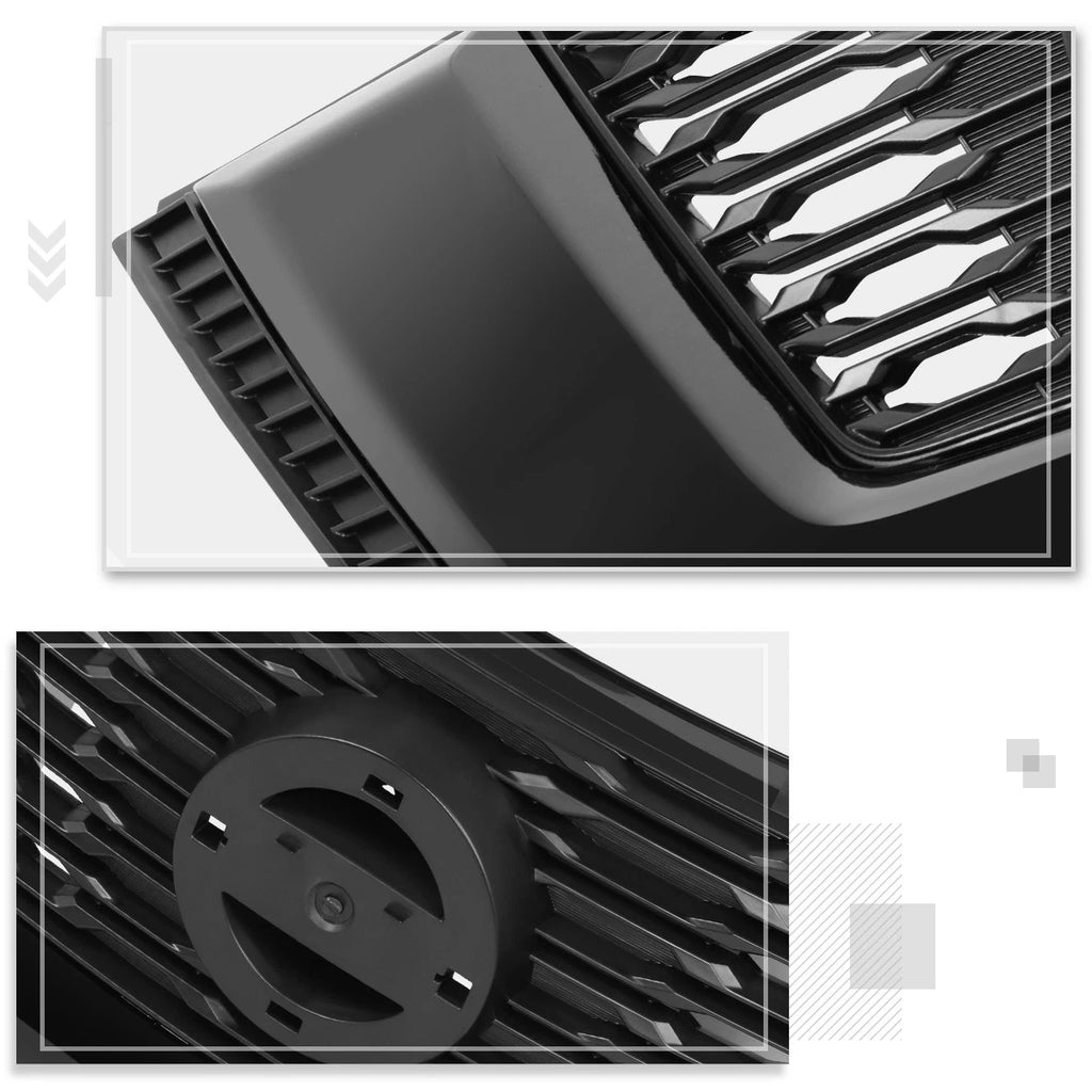 Front Hood Grille for Nissan Rogue SV (2017) w/Badge Slot, Black Trim