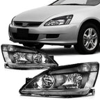 2X Halogen Headlights Assembly for Honda Accord (2003–2007) Chrome