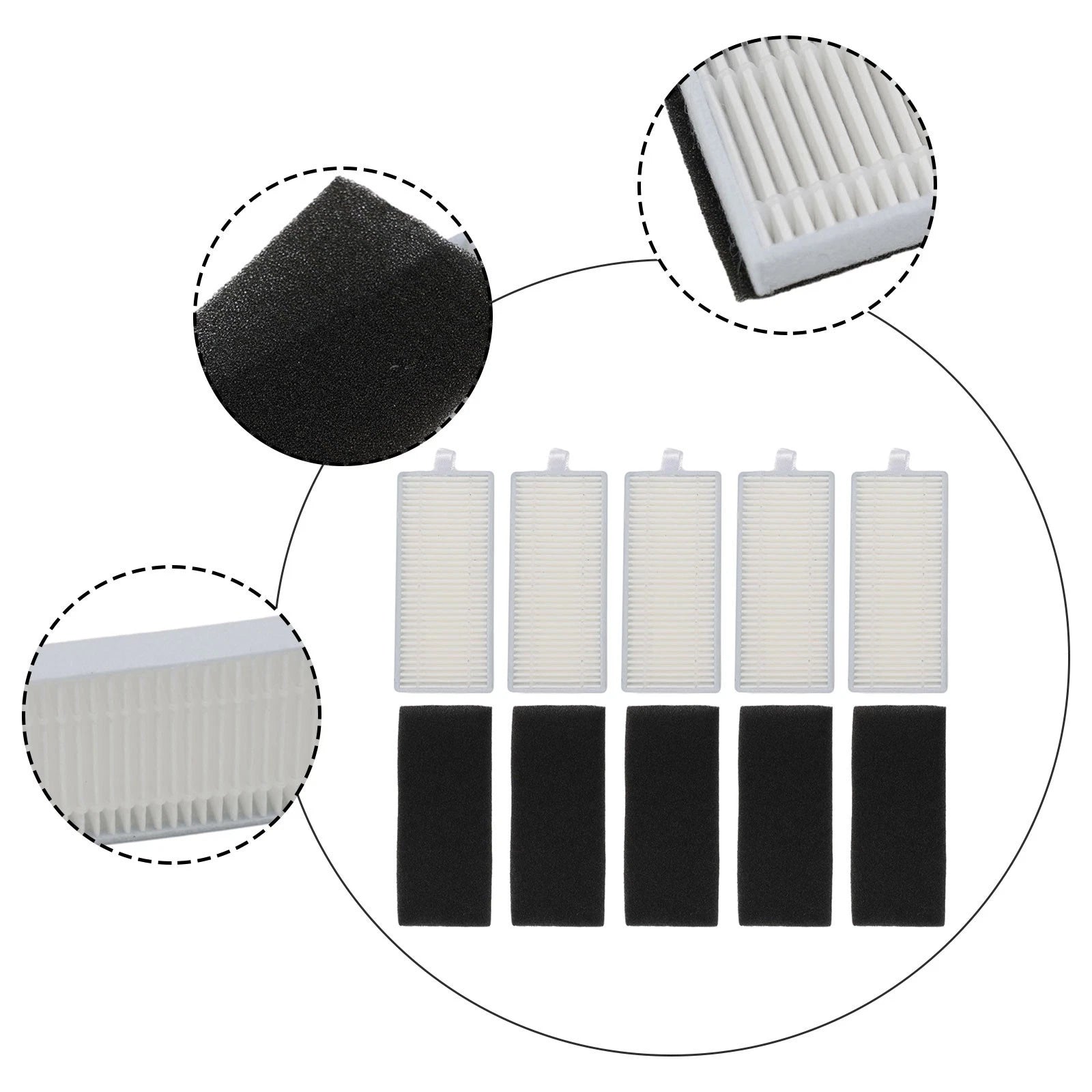 Dust Filter Pack of 5 for Cecotec Conga 7490 (2019–2023)