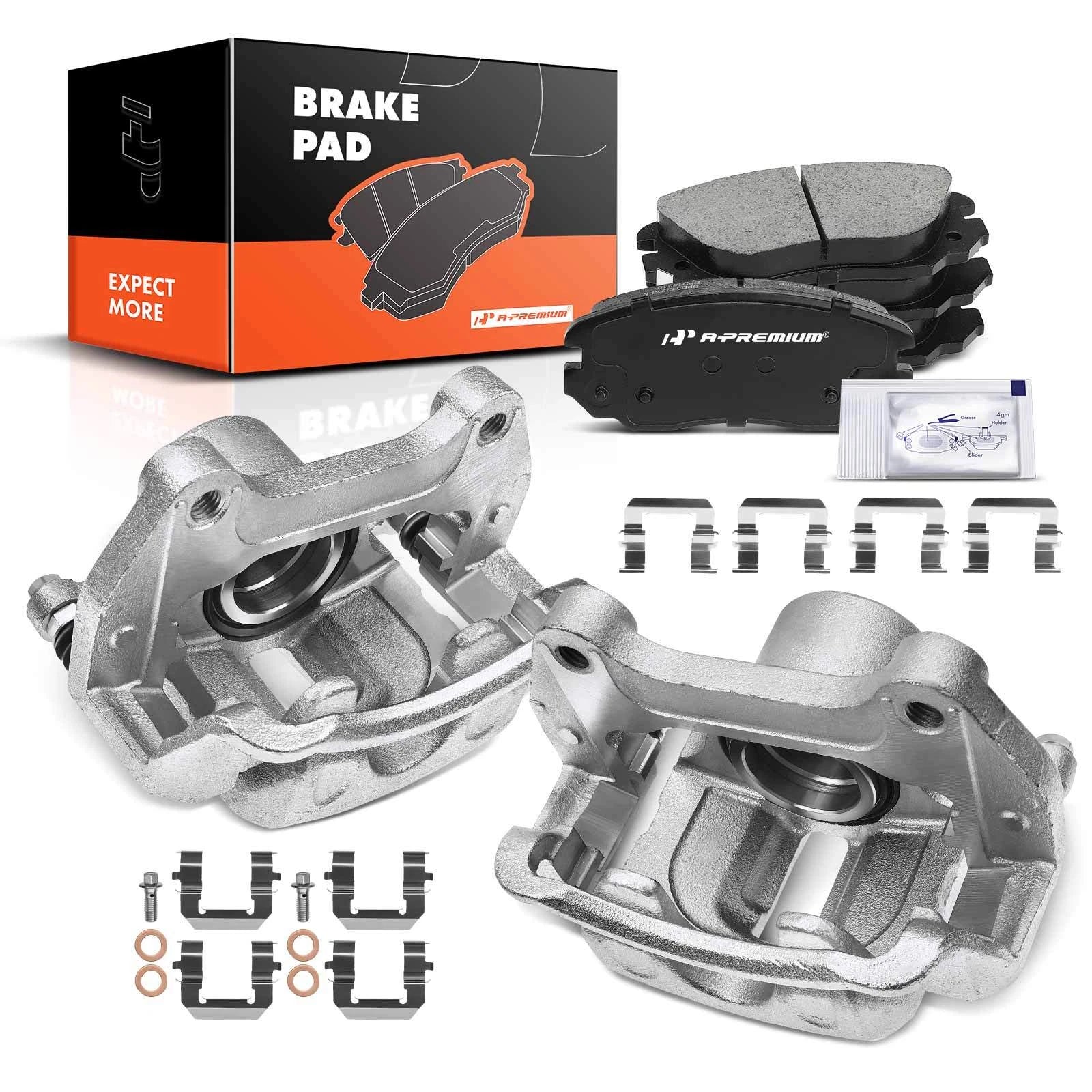 Front Brake Calipers + Brake Pads for Buick Regal (2011–2017) & Chevy Equinox (2010–2017)