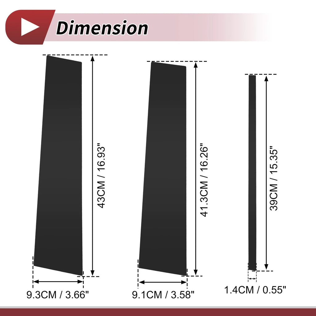 Set of 6 Door Pillar Window Trim for Ford Explorer (2020–2023) Black