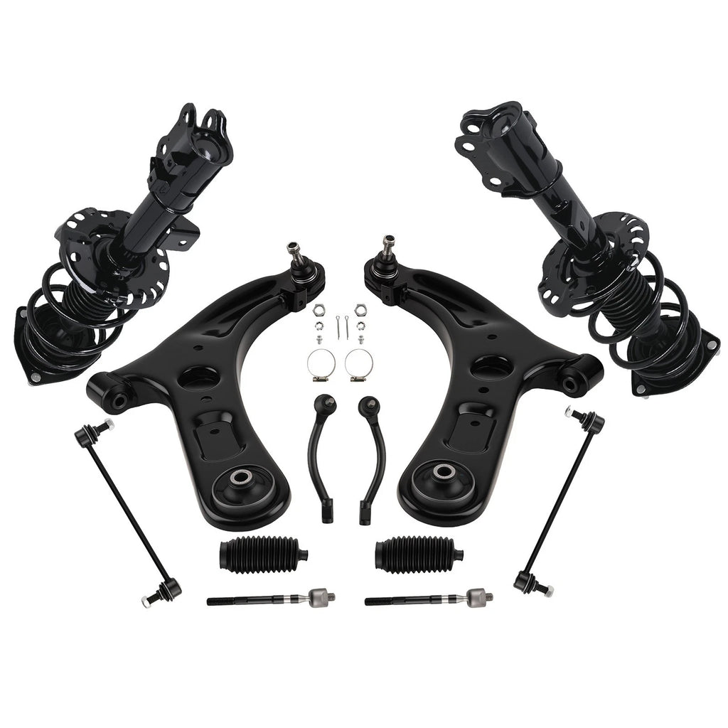 12pcs Front Struts w/ Coil Spring + Control Arms for Hyundai Veloster (2013–2017)