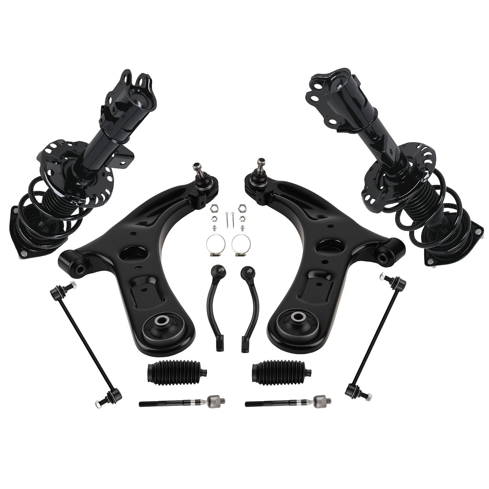 12pcs Front Struts w/ Coil Spring + Control Arms for Hyundai Veloster (2013–2017)