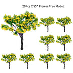 20Pcs 2.55" Yellow Flower Trees for Train Railroad Diorama Layout