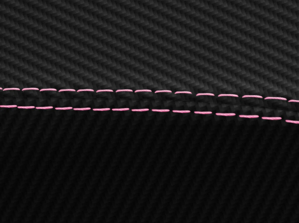 Console Lid Armrest Cover for Mitsubishi Lancer (2008–2016) Carbon Fiber Pink Stitch
