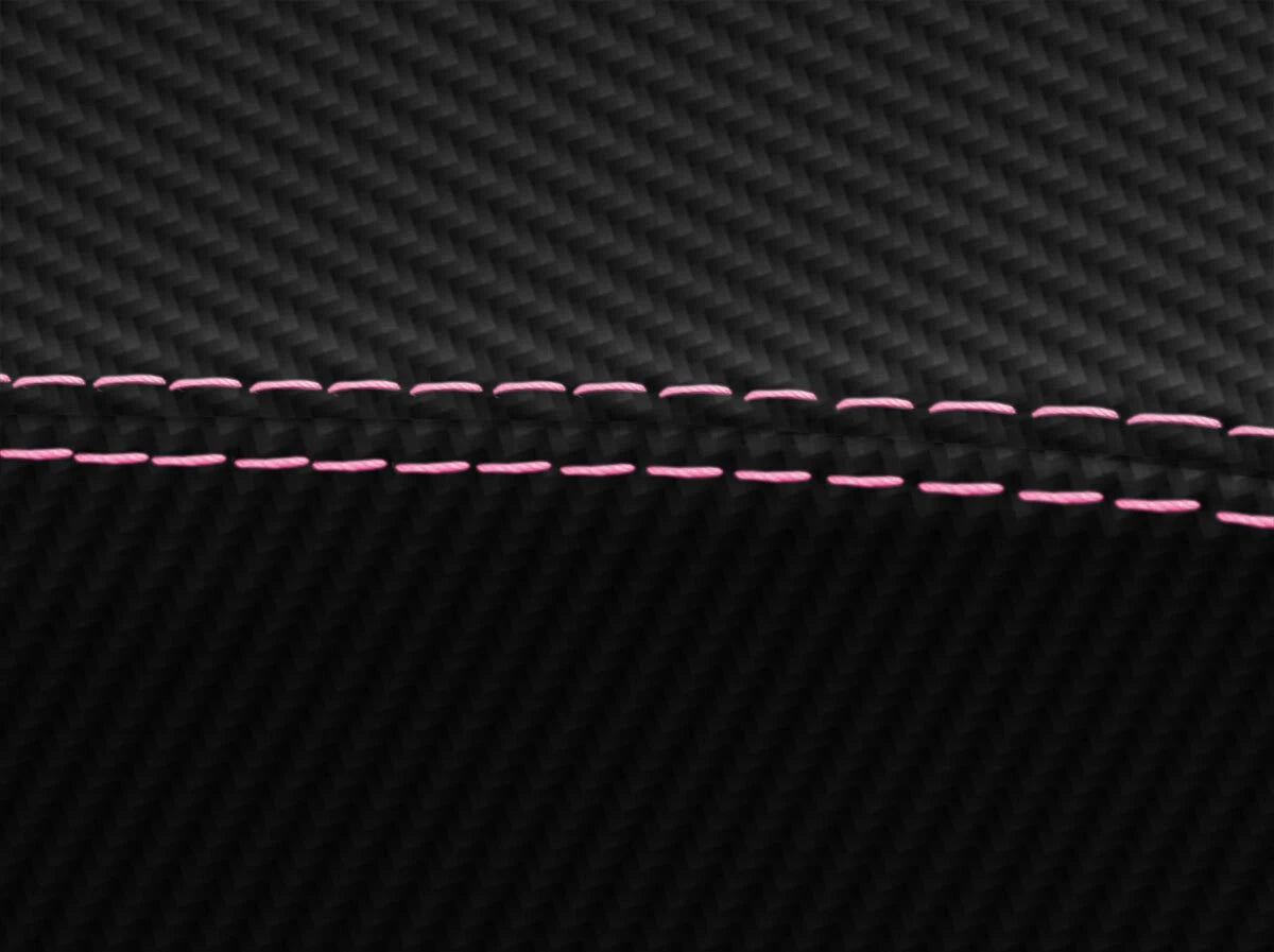 Console Lid Armrest Cover for Mitsubishi Lancer (2008–2016) Carbon Fiber Pink Stitch
