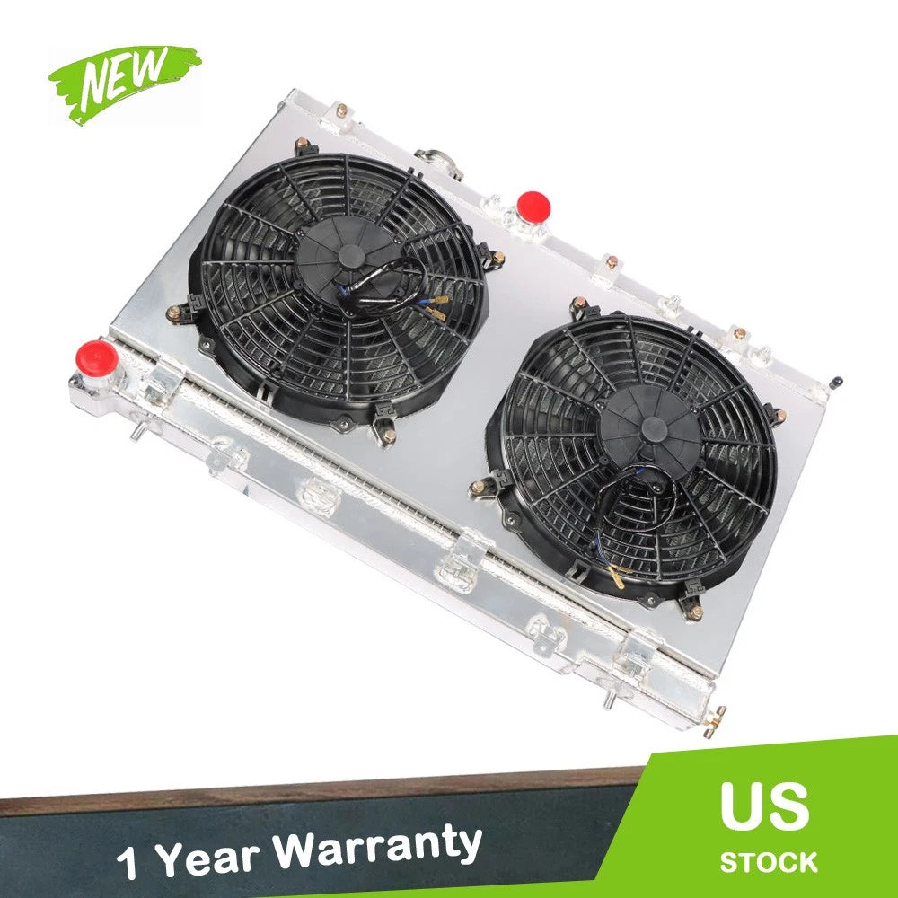 2-Row Aluminum Racing Radiator with 12V Fan Shroud for Subaru Impreza WRX STI (2002–2007)