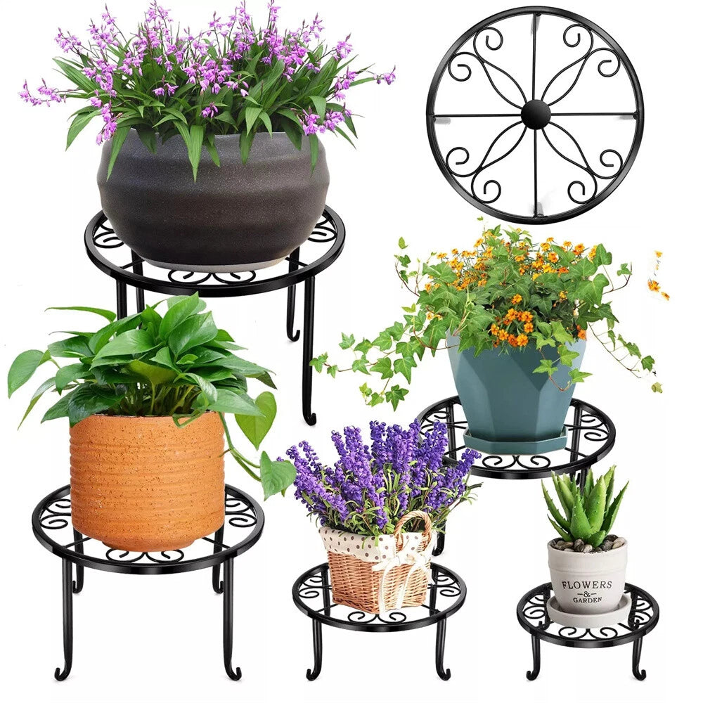 Set of 5 Heavy Duty Metal Plant Stands for Outdoor Indoor Use