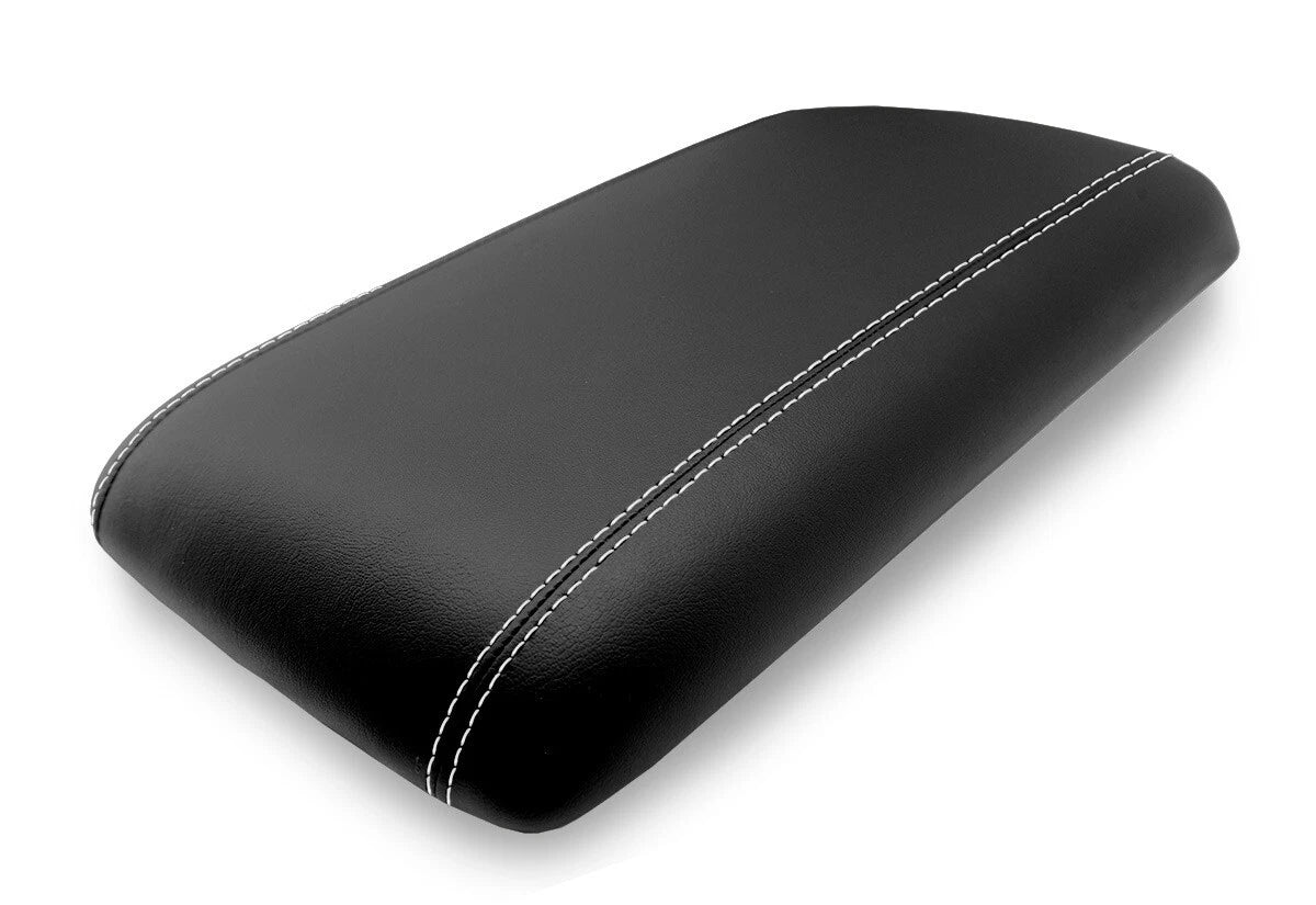 Leather Console Lid Armrest Cover for Ford Expedition (2003–2006) White Stitch