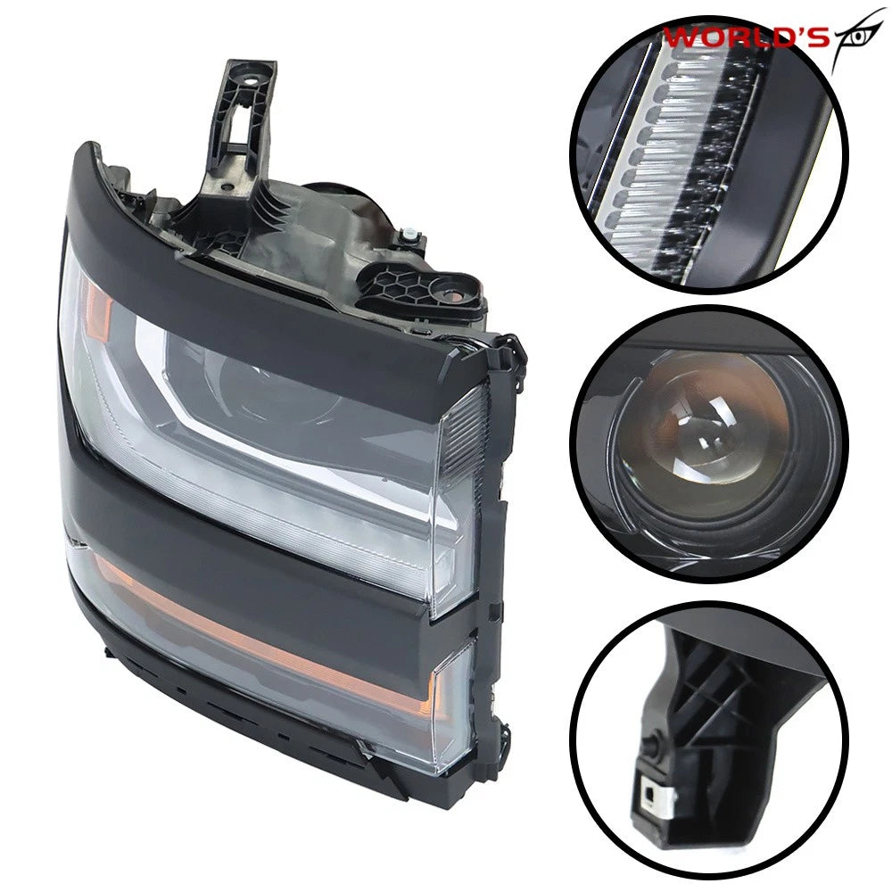Headlight for Chevy Silverado 1500 (2016–2018) HID/Xenon LED Black Right