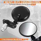 3" Round Convex Rear View Side Mirror for Naked Bike Cruiser (Universal)