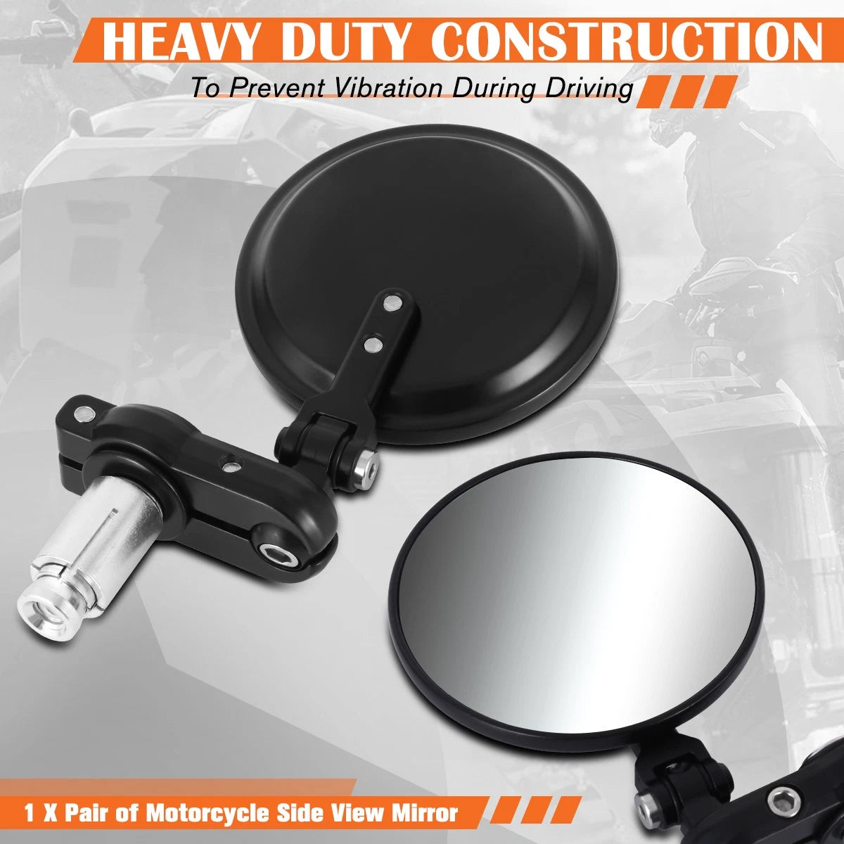 3" Round Convex Rear View Side Mirror for Naked Bike Cruiser (Universal)