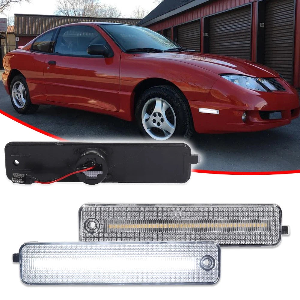 2X Clear White LED Front Side Marker Lights for Pontiac Sunfire (2000–2005)